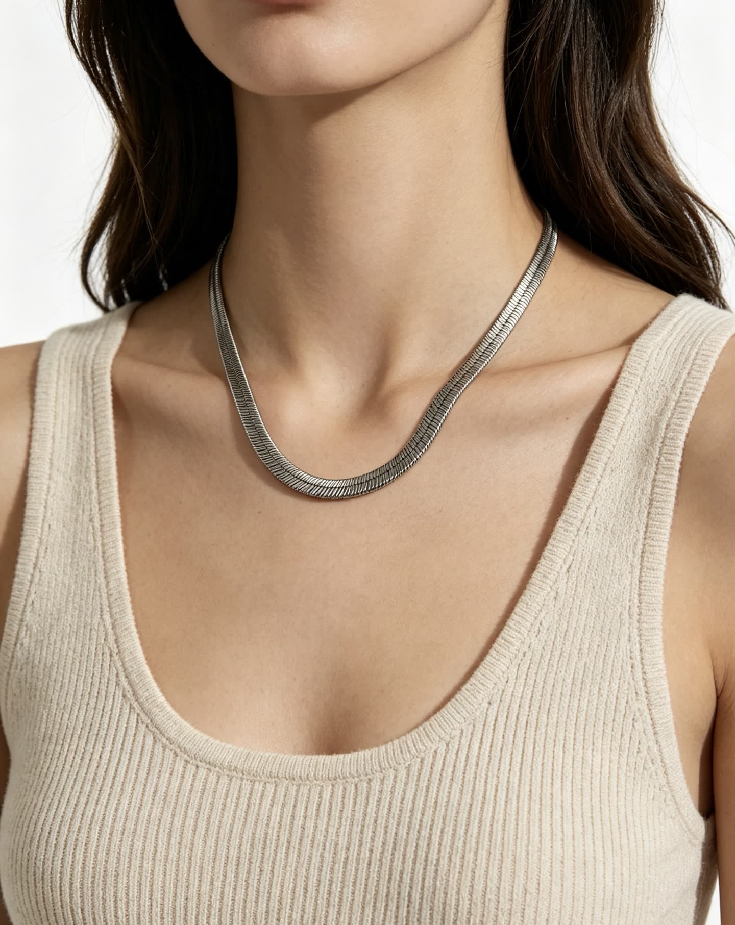 Louis Vuitton Silver Tone Chain Link Choker Necklace